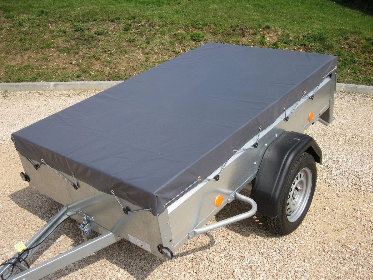 BACHE DE REMORQUE PVC 560 G GRIS 2,40 x 1,31 M DEBORDS 10 CM