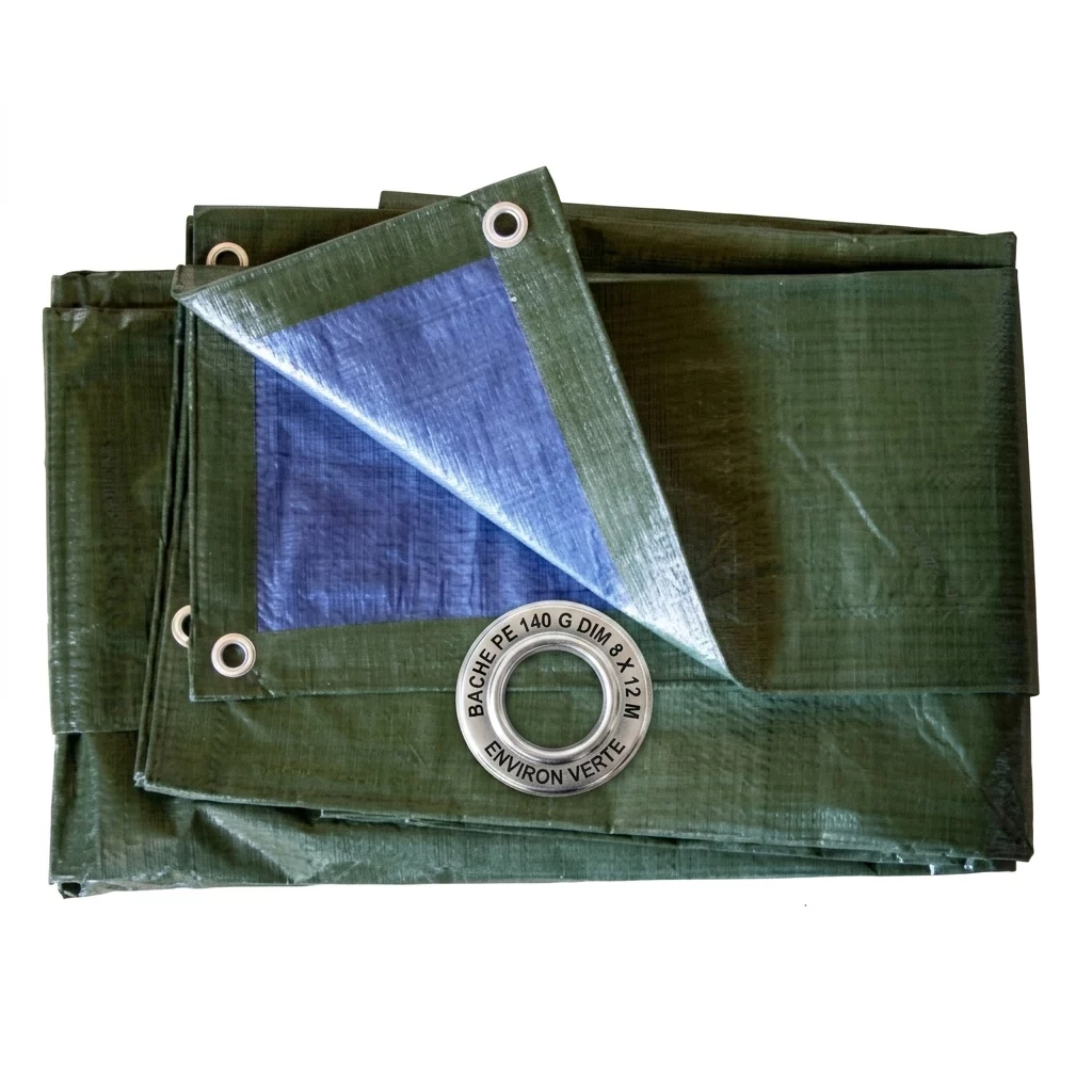 BACHE PE 140 G DIM 8 X 12 M ENVIRON VERTE