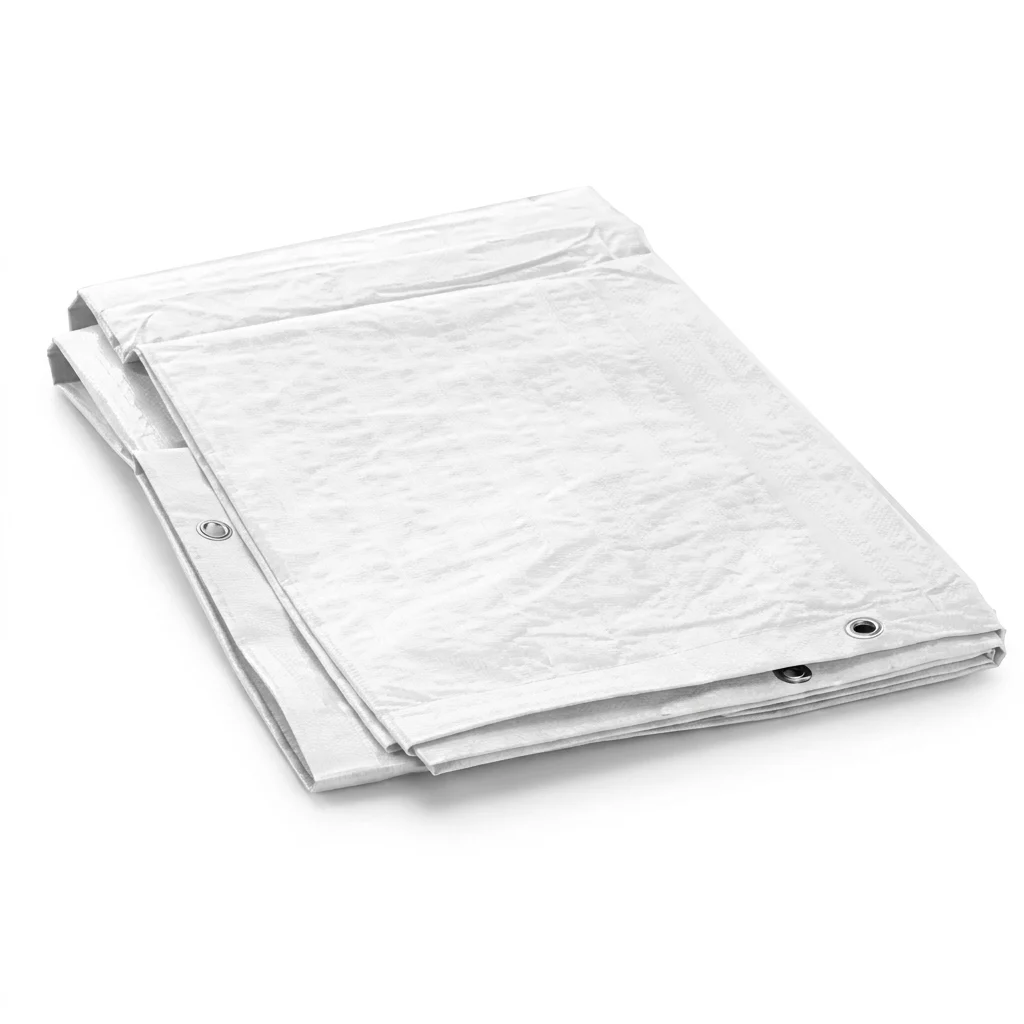 B&acirc;che PE 220 g/m&sup2; blanche &ndash; largeur 2,05 m &ndash; &agrave; la d&eacute;coupe