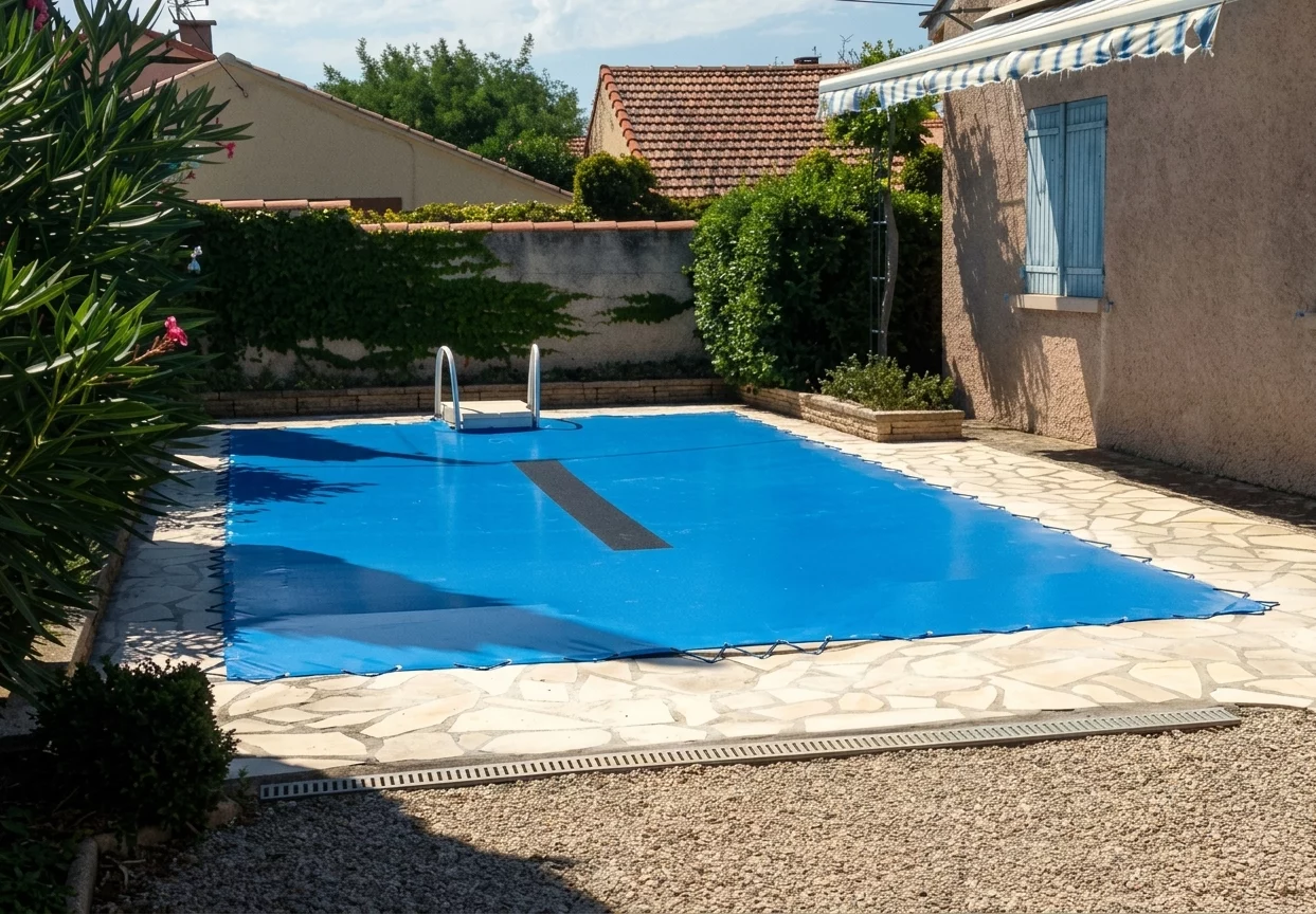 BACHE PISCINE PVC LUXE 640 G 6 X 14 M BLEUE