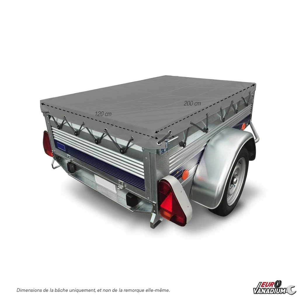 BACHE REMORQUE ECO DIM. 1,20 X 2,00 M PLATE