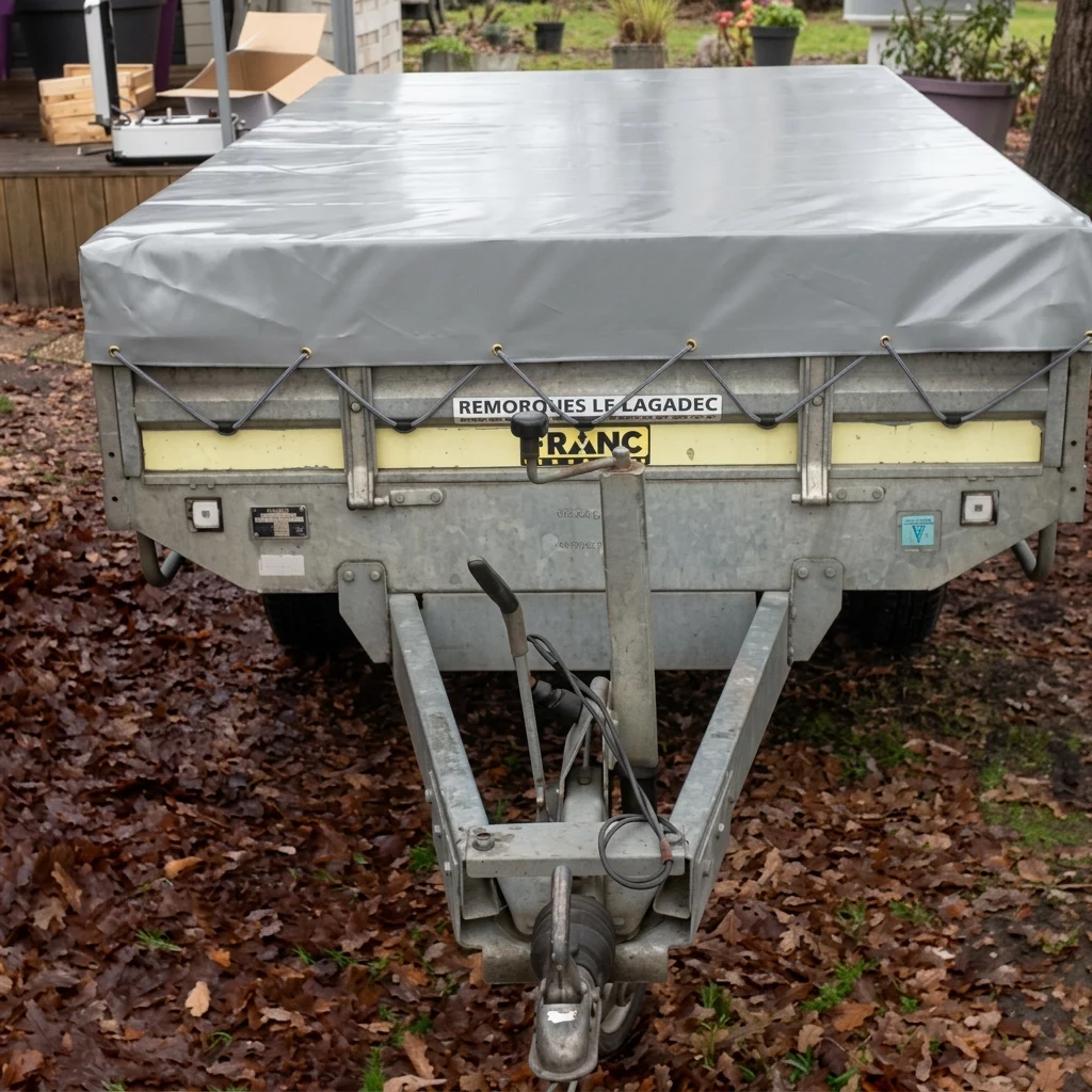 BACHE REMORQUE PVC 640G GRIS 1.96 x 1,15 M DEBORDS 50 CM