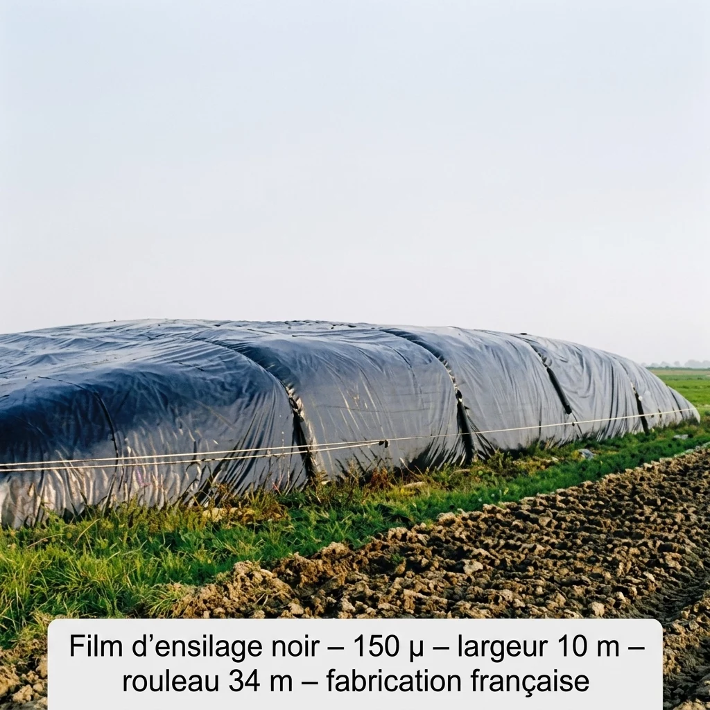 Film d&rsquo;ensilage noir &ndash; 150 &micro; &ndash; largeur 10 m &ndash; rouleau 34 m &ndash; fabrication fran&ccedil;aise