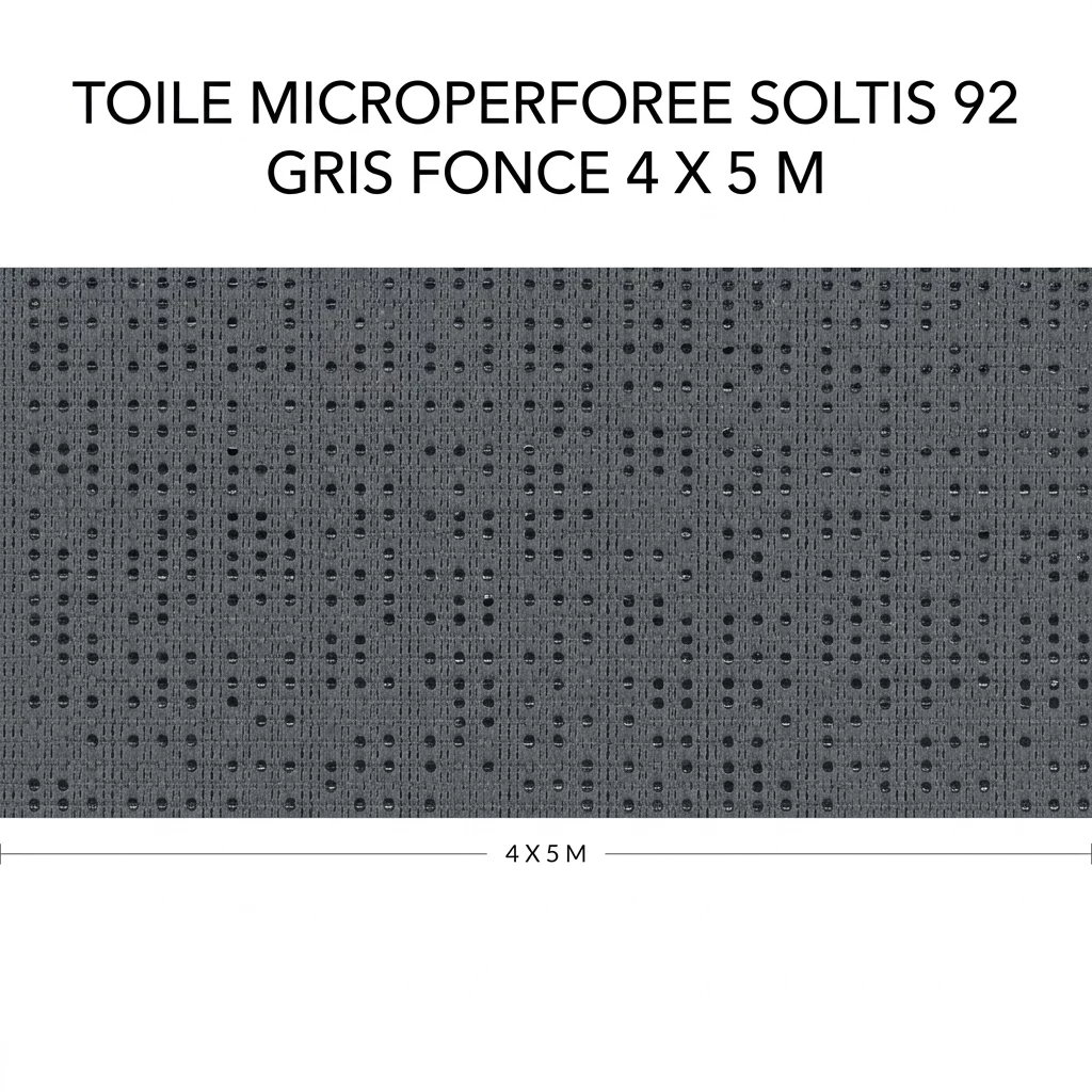 TOILE MICROPERFOREE SOLTIS 92 GRIS FONCE 4 X 5 M